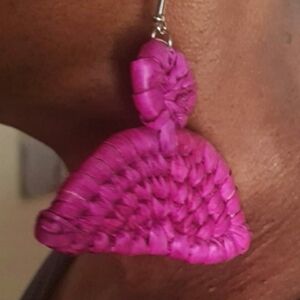 Hot Pink Raffia Earrings 💗